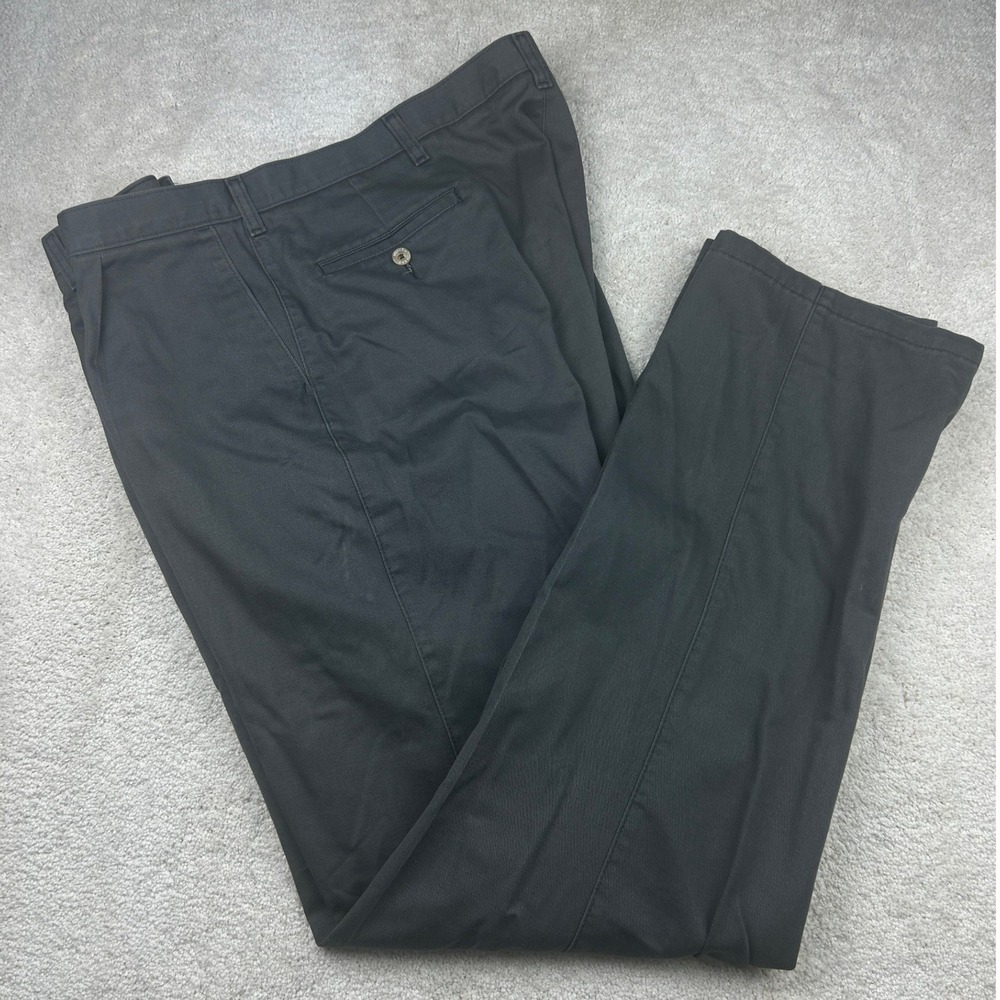 Wrangler Men's Chino Pants 46x36 Gray Pleated Cotton Straight Leg Big Tall